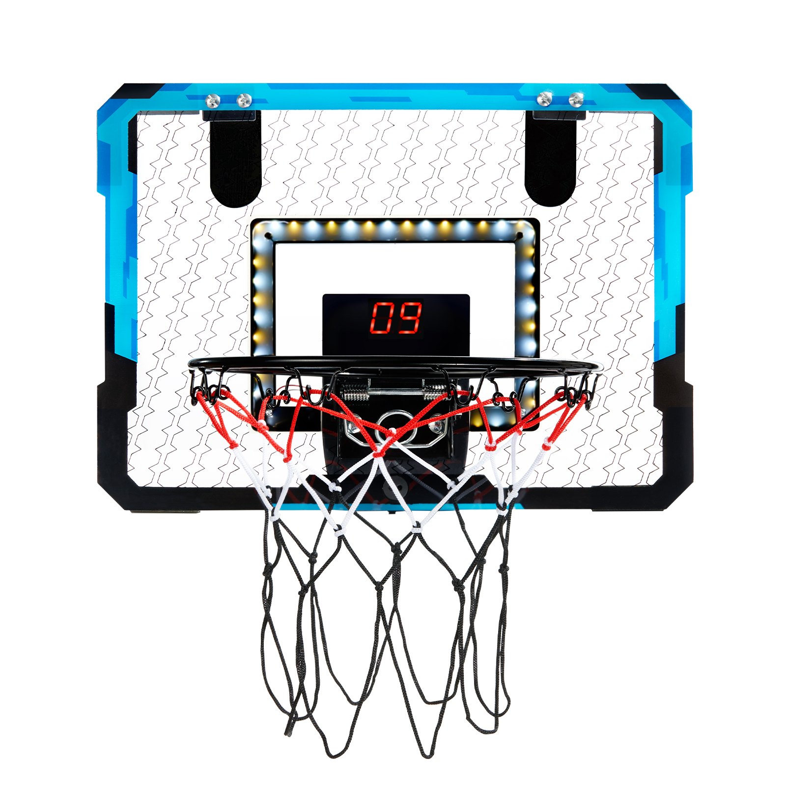 VEVOR Canestro da Basket per Bambini, Blu, Mini Canestro da Basket con Tabellone Elettronico, Canestro da Basket Sopra Porta con Funzioni di Punteggio e Accompagnamento Musicale, Luce LED, per Bambini