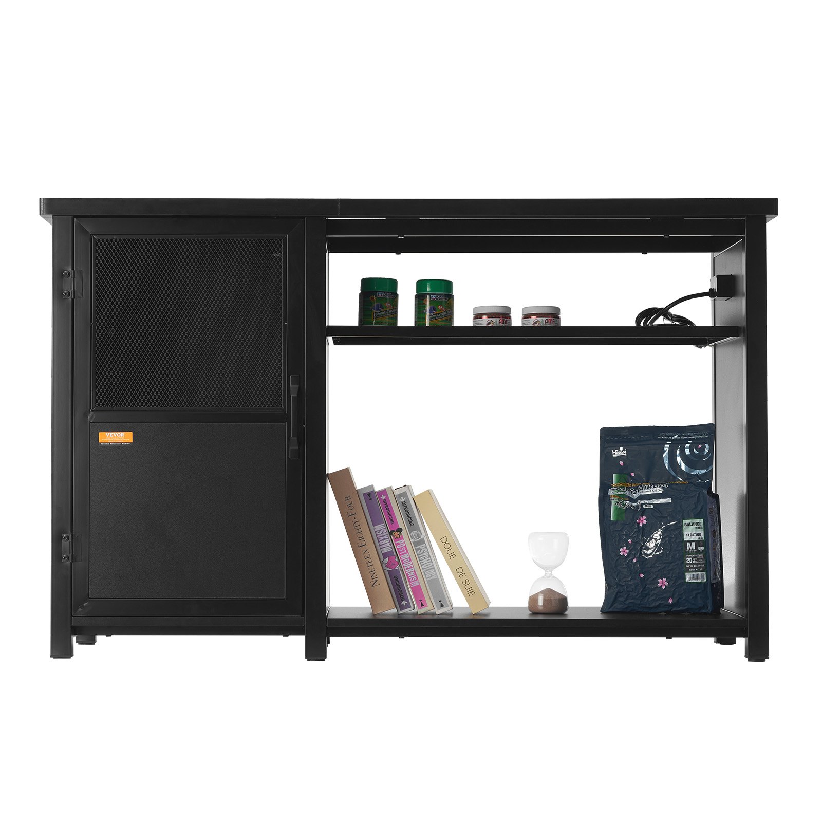 VEVOR Supporto per acquario 75 galloni, 52 x 19,7 x 32,3 pollici in acciaio e MDF, capacità di carico di 626 libbre, Supporto per acquario per rettili pannello di alimentazione incorporato, Nero