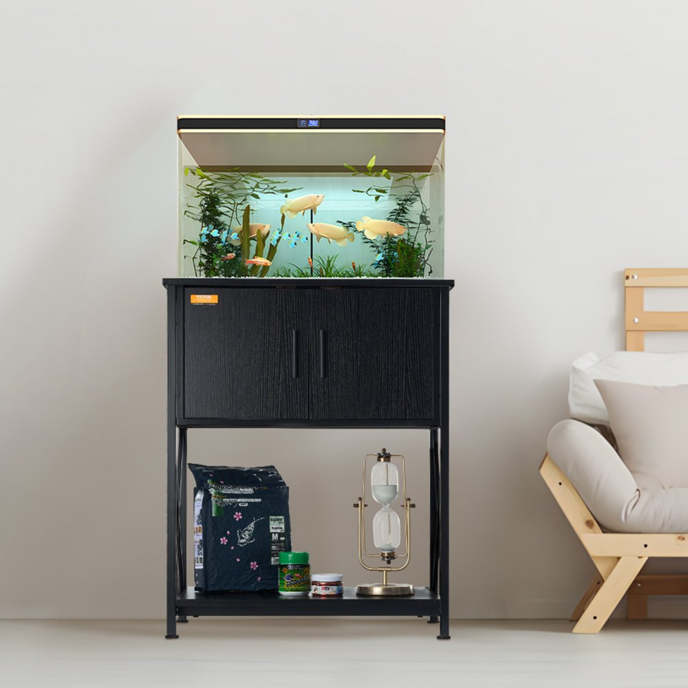 VEVOR Supporto per acquario da 20 galloni, 25,6 x 16,5 x 31,9 pollici in acciaio e MDF, capacità carico 167,6 libbre, Supporto per acquario per rettili pannello di alimentazione incorporato, Nero
