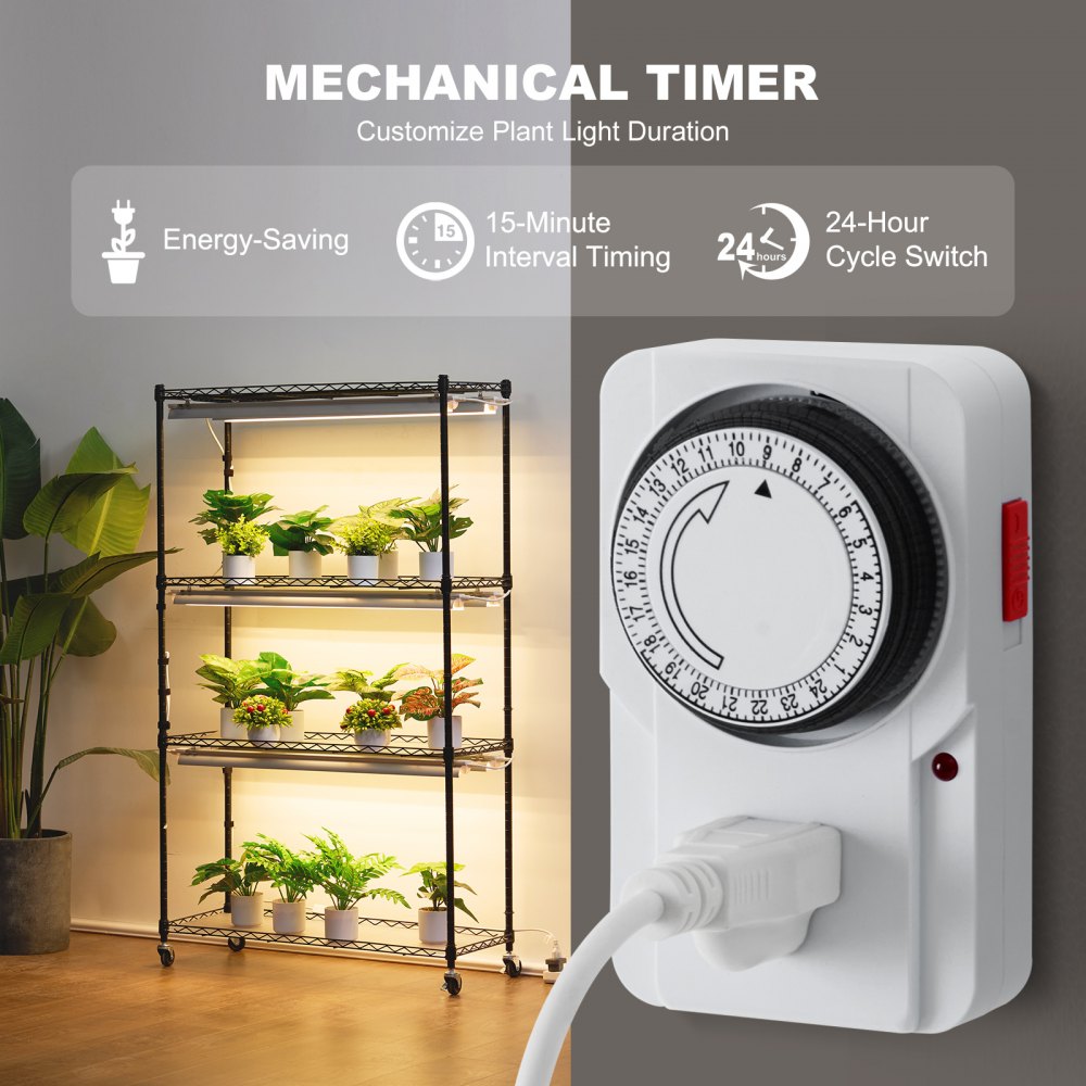 VEVOR Supporto per Piante con Luce di Crescita, Mensola 4 Ripiani con Timer 180 W 3 Modalità di Spettro di Luci, Mensola per Piante in Metallo, Rack da Giardino per Avviare Semi 900 x 350 x 1500 mm