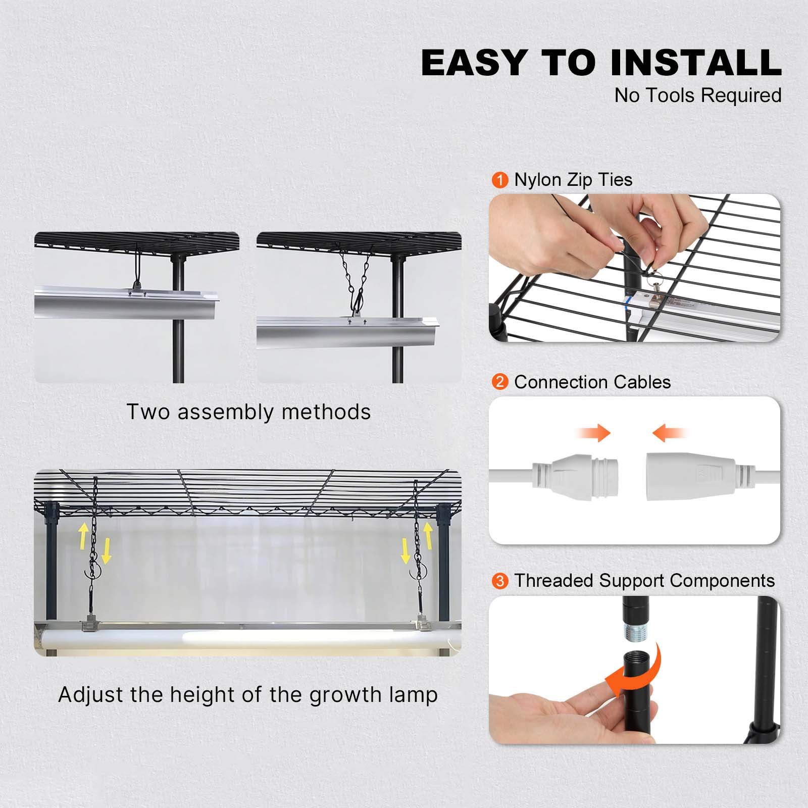 VEVOR Supporto per Piante con Luce di Crescita, Mensola 4 Ripiani con Timer 180 W 3 Modalità di Spettro di Luci, Mensola per Piante in Metallo, Rack da Giardino per Avviare Semi 900 x 350 x 1500 mm