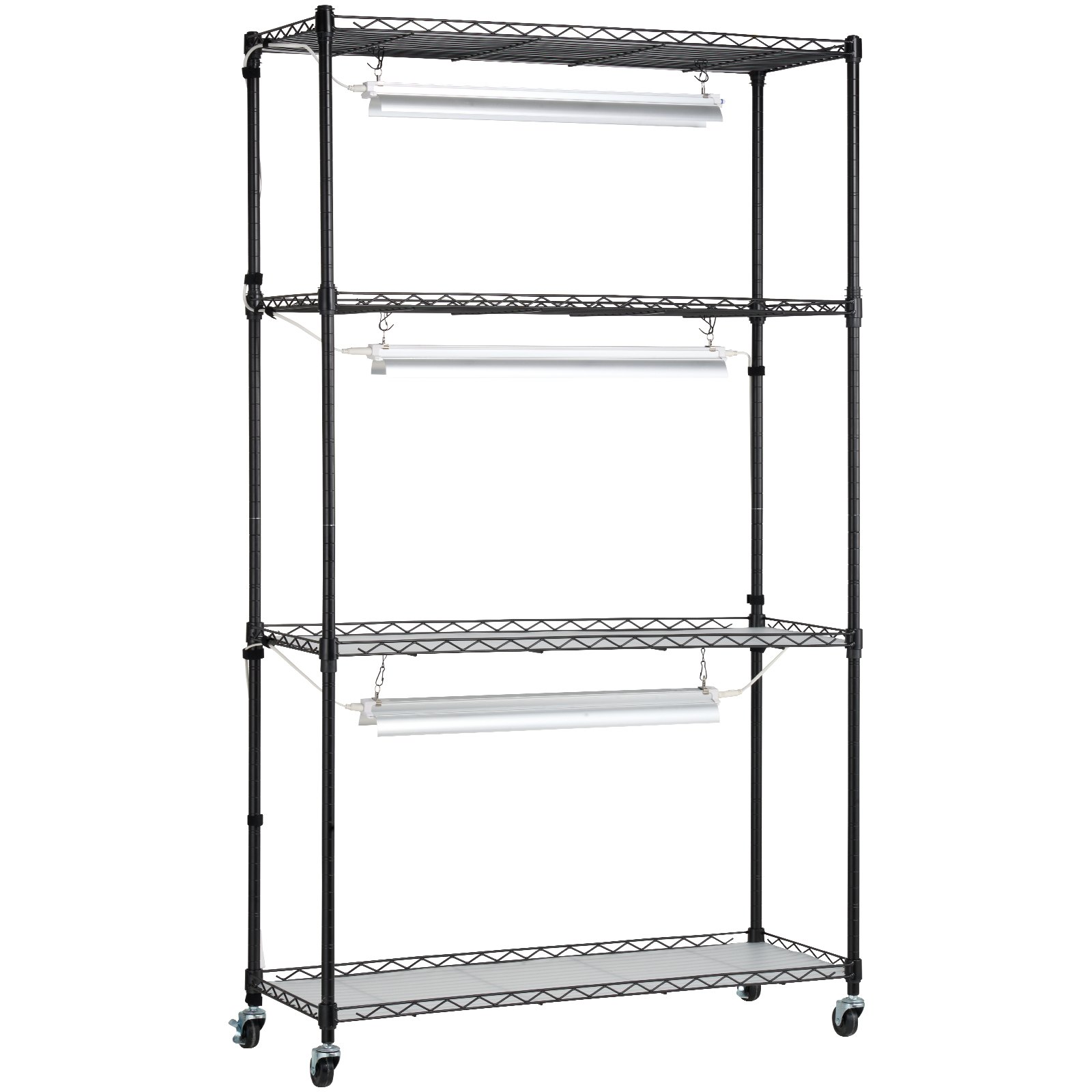 VEVOR Plant Stand with Grow Light, 4 Tiers, 90W, Indoor Grow Light Shelf, Full Spectrum Lights, Adjustable Plant Shelf, Grow Shelf for Garden Plants, 90 x 35 x 150 cm