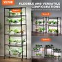 VEVOR Supporto per Piante con Lampada da Coltivazione, 6 Ripiani 192 W in Metallo per Piante con Lampada Crescita, Supporto con Cremagliera Regolabile e Ruote per l'Avvio Semi 750 x 350 x 1800 mm