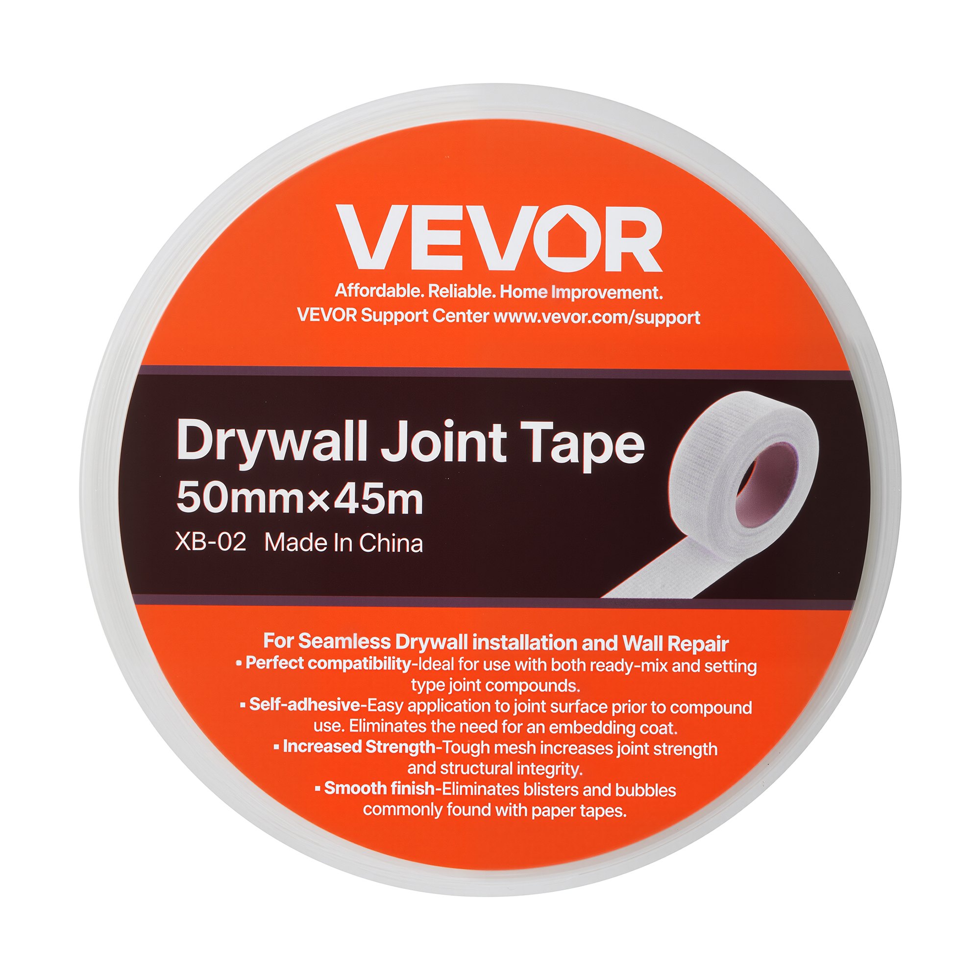 VEVOR Nastro per Cartongesso 45 m x 50 mm Nastro in Fibra di Vetro Autoadesivo per Giunti in Cartongesso, 36 Rotoli, Ideale per Riparare Crepe su Soffitti, Pareti Interne o Esterne, Bianco