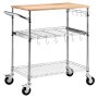 VEVOR Carrello Portaoggetti da Cucina 3 Ripiani con Ruote, Carrello Portautensili 76,2x45,7x91,4 cm Multifunzionale Regolabile in Filo Metallico per Soggiorno Garage Lavanderia, Carico max 300 kg