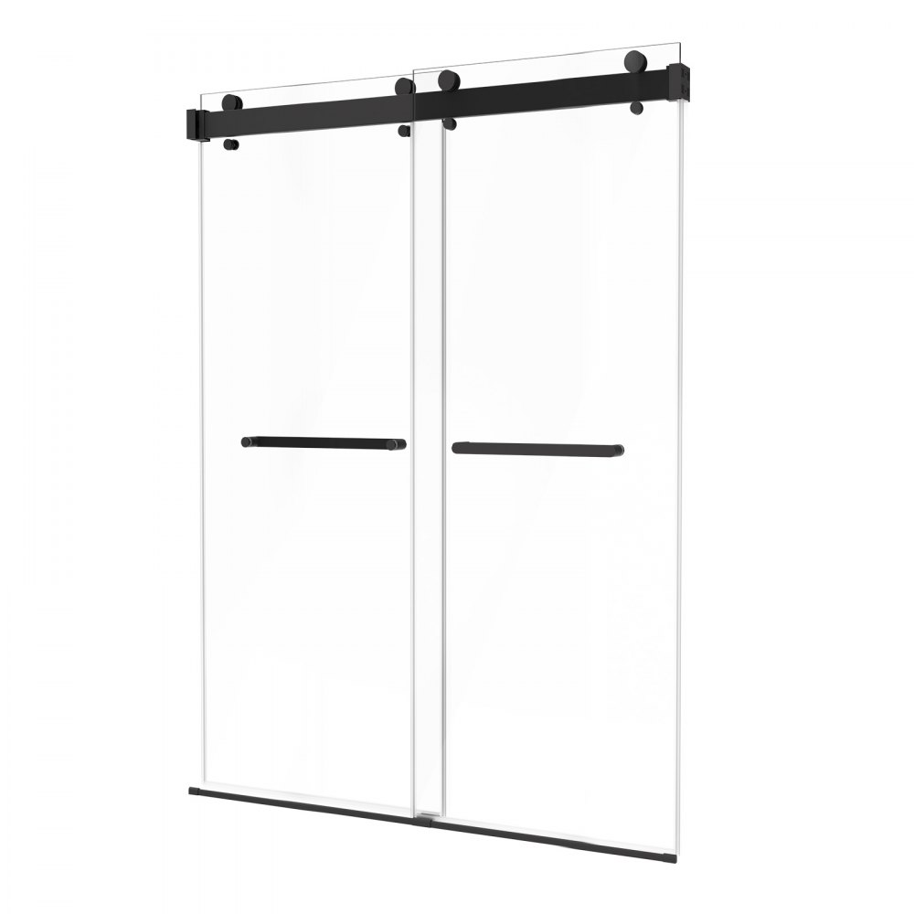 VEVOR Porta Doccia Scorrevole in Vetro, Porta Scorrevole per Box Doccia con 2 Ante in Vetro Trasparente Temperato Spessore 10 mm, Rivestimento Nano Anticalcare con Binario Silenzioso, 1219mm x 1930mm