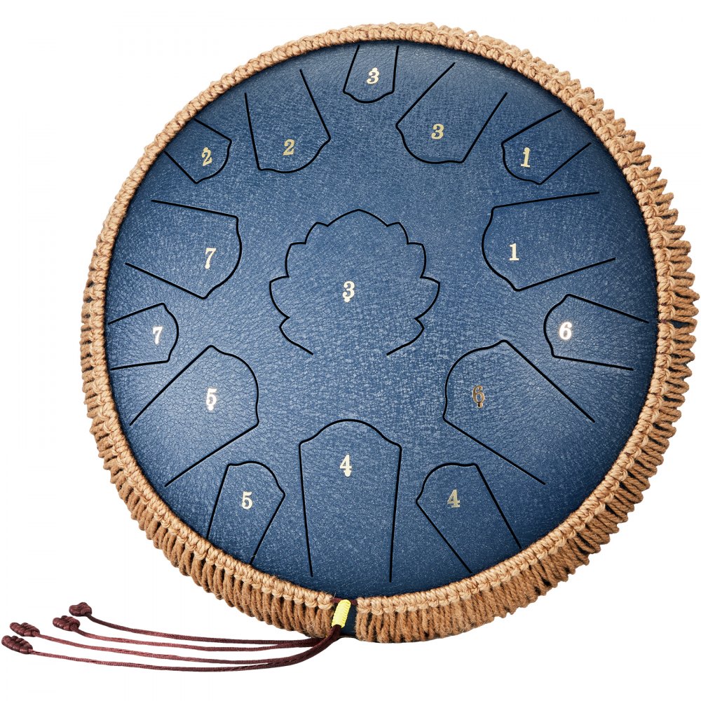 VEVOR Tongue Drum 356mm, Steel Tongue Drum 15 Notes, Rain Drum D Major Key, Rain Chime with 2 Mallets & Carrying Bag, Handpan Drum, Percussion Instrument for Music Lessons & Yoga, Blue