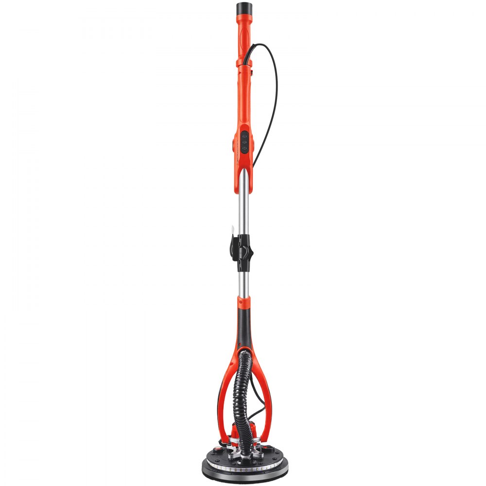 VEVOR Levigatrice Cartongesso per Pareti a Disco, Levigatrice Elettrica per Cartongesso da 950 W, 7 Velocità Regolabili 1000-2300 giri/min, Luce LED, Manico Pieghevole Estensibile 15 Dischi Abrasivi