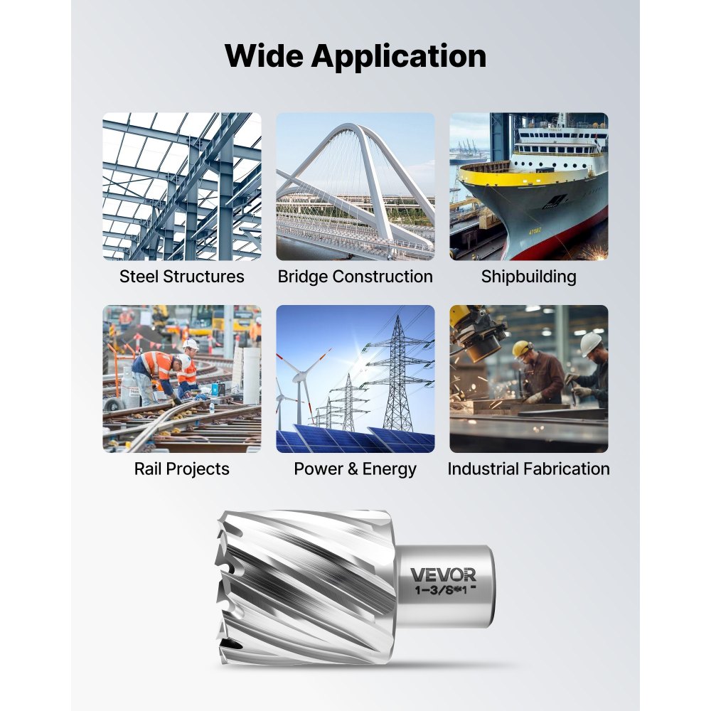 VEVOR Set di Punte per Trapano Magnetiche HSS 16 pezzi, Kit Punte per Avviatore Diametro di Taglio 11,11-34,92 mm, 14 Punte per Trapano di Foratura 2 Perni di Centraggio, Profondità di Taglio 25,4 mm