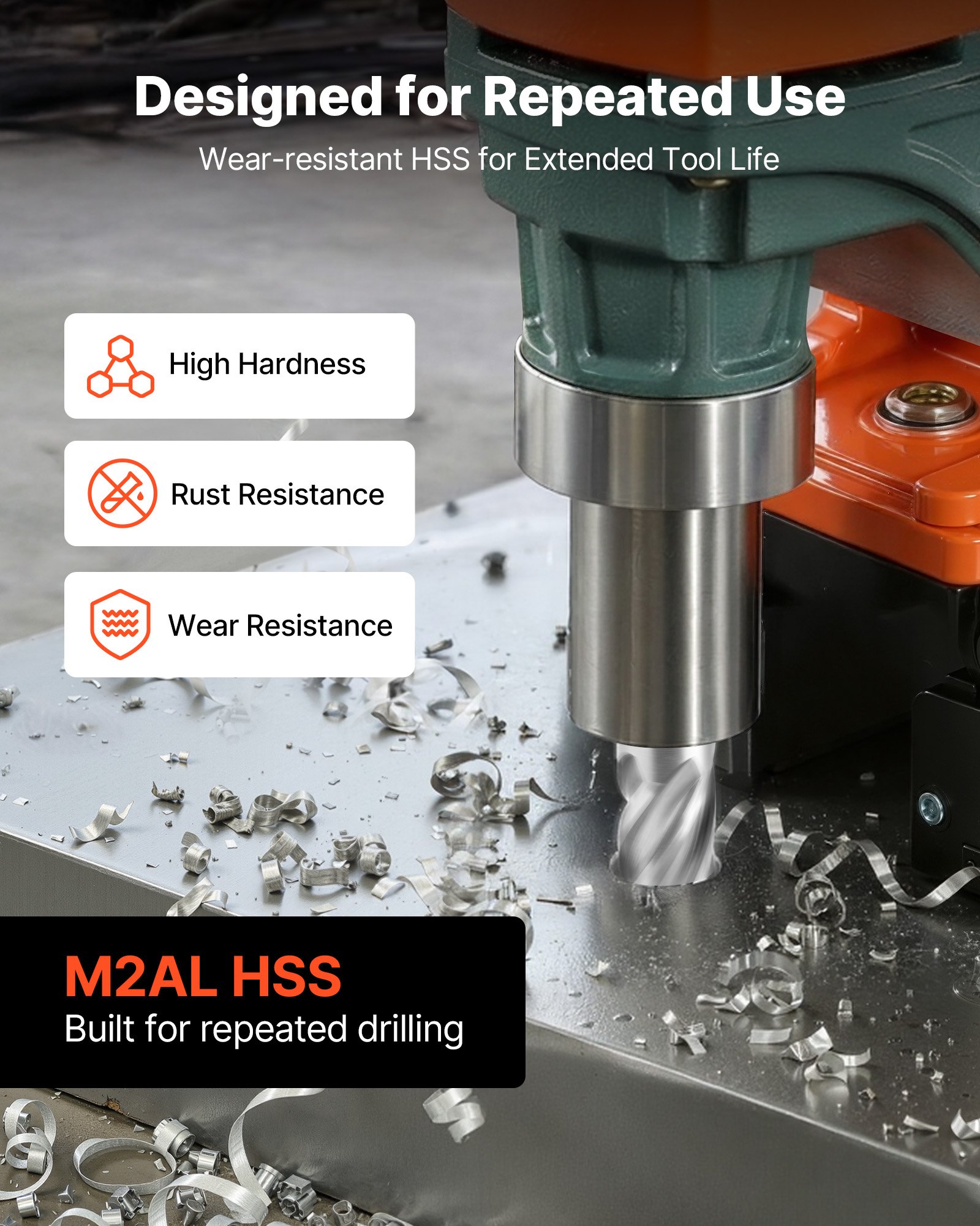 VEVOR Set di Punte per Trapano HSS 5 pezzi, Set Punte per Albero di Trapano Magnetico Diametro di Taglio 15,9 mm con 2 Perni di Centraggio Profondità di Taglio 25,4 mm Acciaio Rapido M2AL