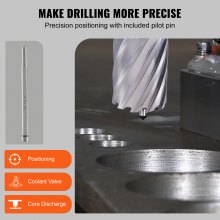 VEVOR Set Punte per Svasatore 6 Pezzi Fresa Anulare Attacchi Universali Diametro 25-50,8 mm Profondità di Foratura 50,8 mm in HSS Acciaio, Punte per Trapano Magnetico di Metalli 6 Punte per Svasatore