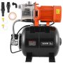 VEVOR Pompa per Pozzi Senza Filtro 1176 W, Pompa per Pozzi Poco Profondi con Serbatoio a Pressione 19 Litri Irrigazione da Giardino Prati Testa in Acciaio Inox Flusso max 6000 L/h, Prevalenza 57 m
