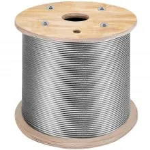 VEVOR Cavo in Acciaio Inossidabile 3/16"x 1000ft, T316 1x19 Fili Costruzione Cavo Intrecciato per Aeromobili per Luci a Corda Recinzione Balaustra Fai da Te