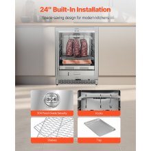 VEVOR Armadio per Stagionatura della Carne da 45 kg, Armadietto per Essiccazione della Carne con Controllo Preciso della Temperatura e dell'Umidità, Macchina per Stagionatura della Bovina per Cucina
