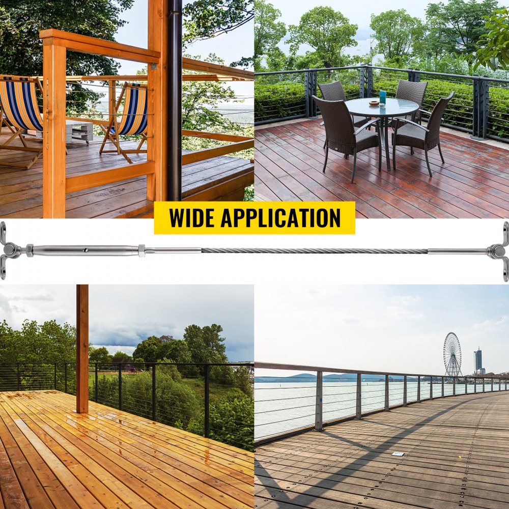 Vevor 10 Set Tenditore In Acciaio Inox Per Ringhiera Cavo Da 3,2mm Tensionatore