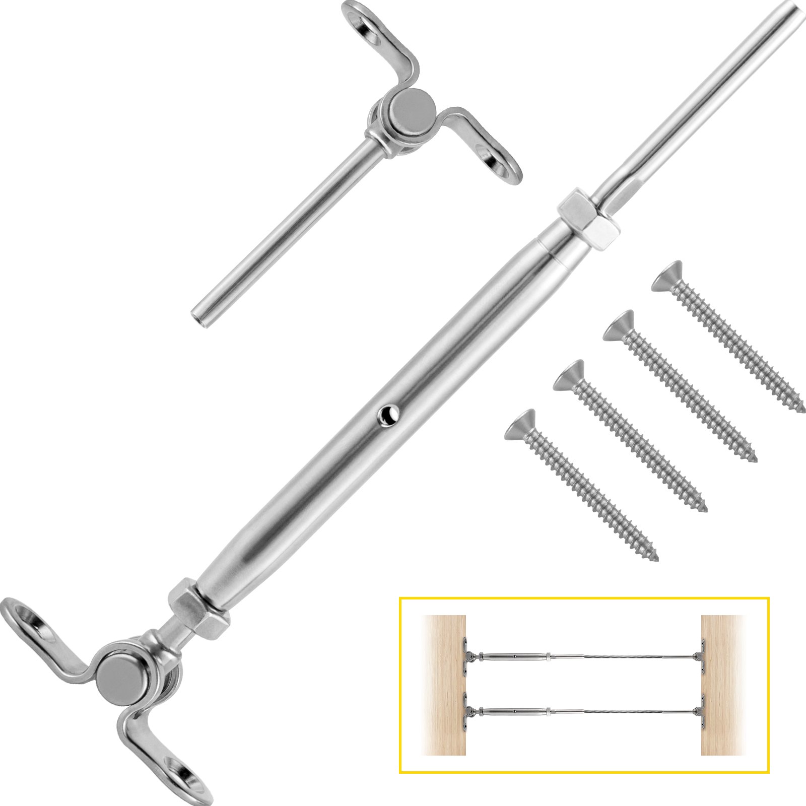 Vevor 32 Set Tenditore In Acciaio Inox Per Ringhiera Cavo Da 3,2mm Tensionatore