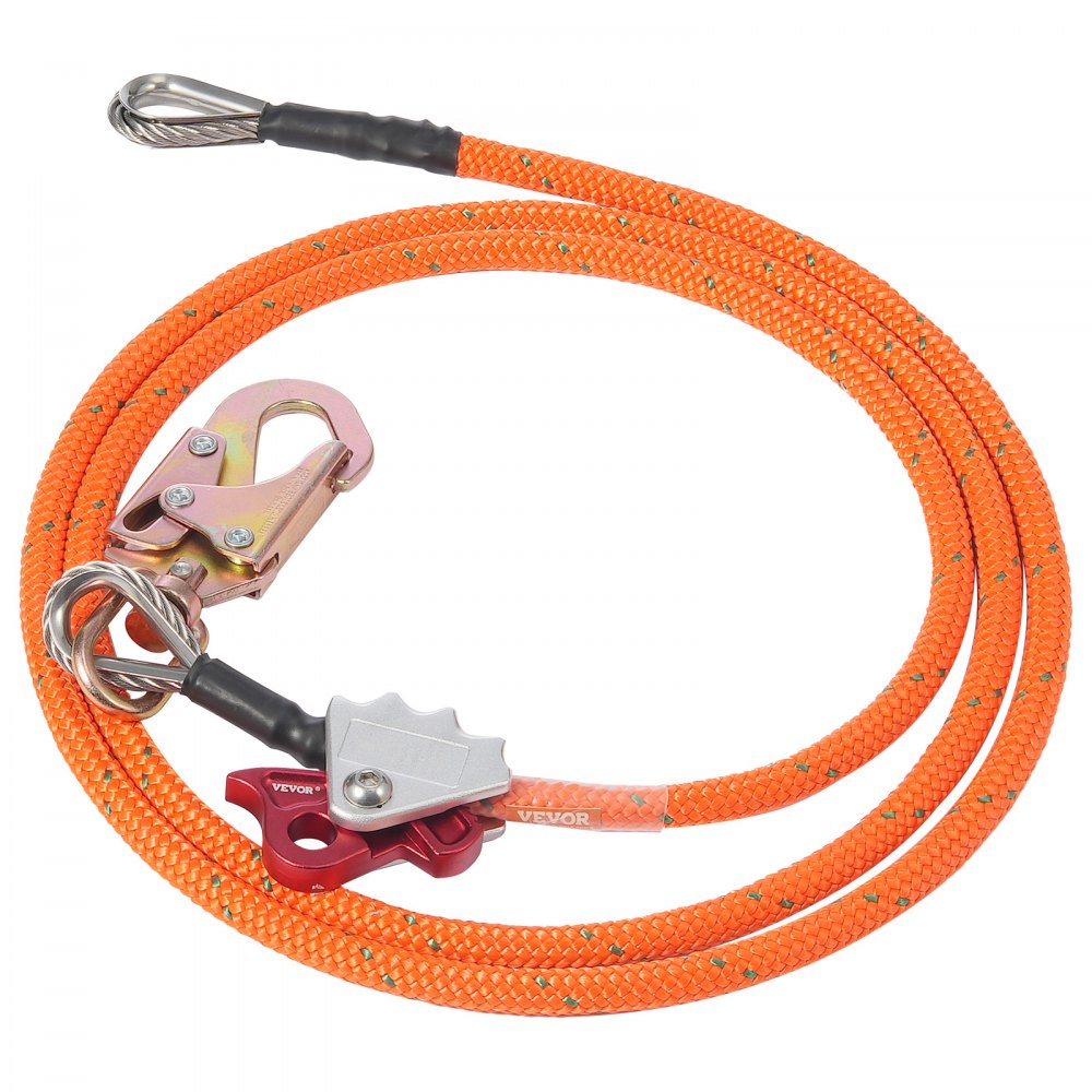 VEVOR Kit Corda Arrampicata Nucleo in Filo Acciaio Diametro 16mm Kit Flipline di Ancoraggio 3,05m per Arrampicata Gancio a Scatto in Lega Acciaio Moschettone in Lega Alluminio Tensione Rottura 41KN
