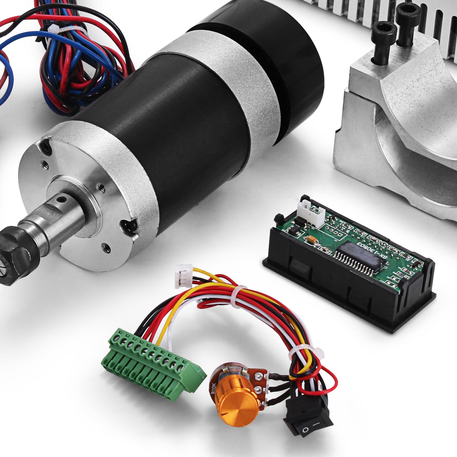 Hq Cnc 400w Brushless Mandrino Motore + Mach3 Controllore + Montare + Psu Safe