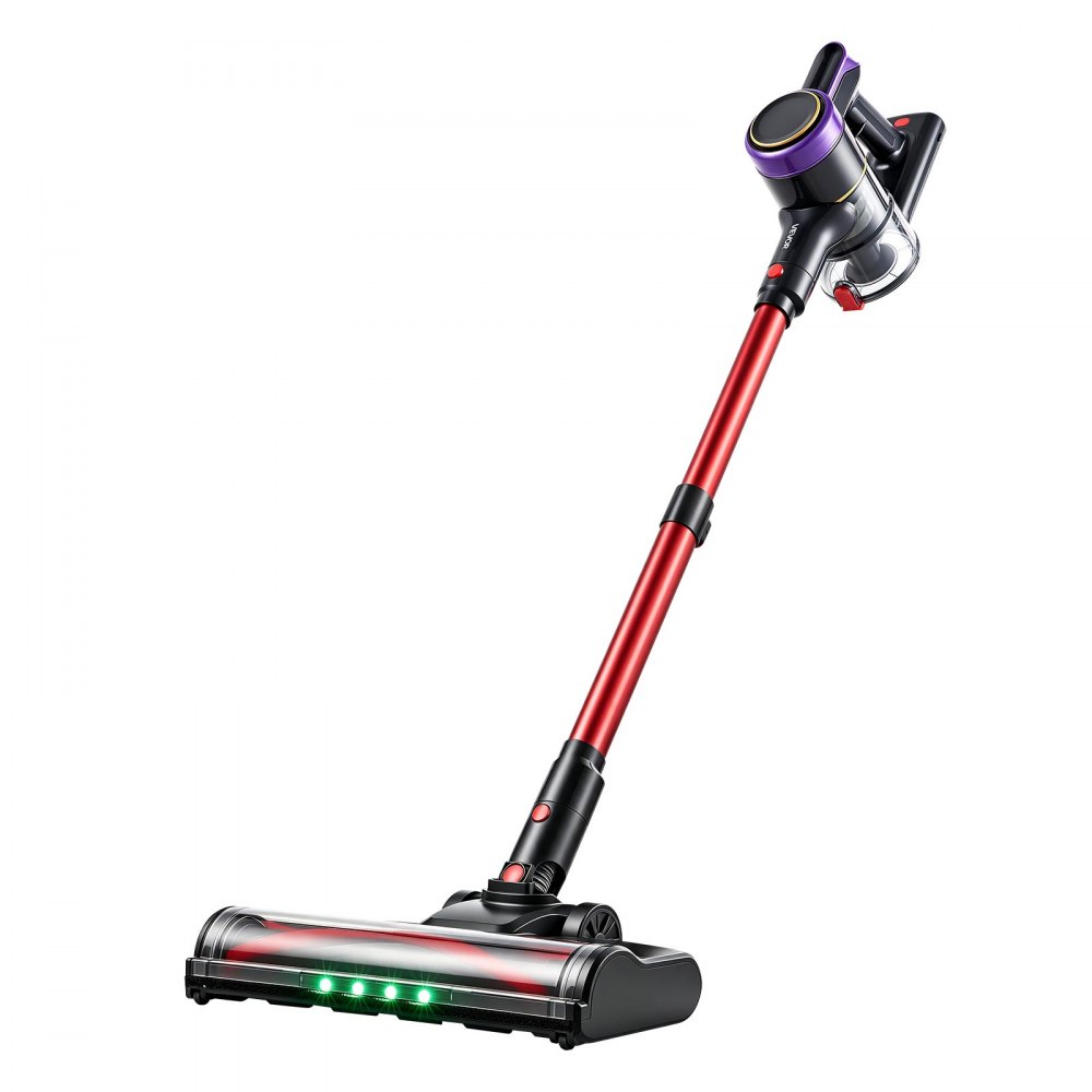VEVOR Aspirapolvere Senza Fili a Bastone con Potenza Motore 400W 40kPA, per Pavimenti Duri Tappeti e Peli di Animali Domestici, Autonomia 45 Min, Ricaricabile Portatile, Display a LED e 4 Testine