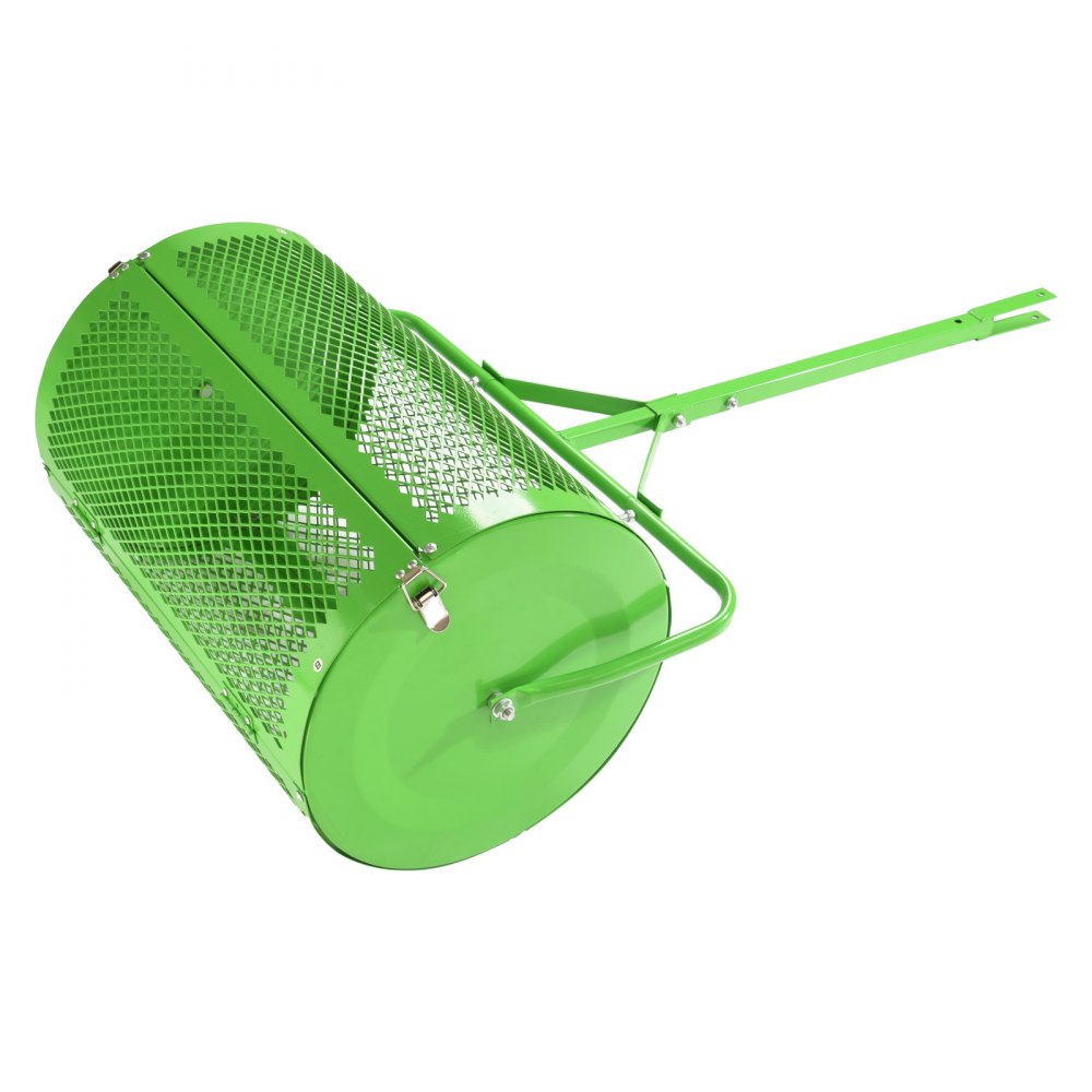 VEVOR Spandiconcime per Prato a Rullo 67 x 41 x 125 cm Spandiconcime per Torba con Maniglia a T, Altezza Regolabile, Spandiconcime da Giardino, Cestello in Rete d'Acciaio, per Spargere Letame, Verde