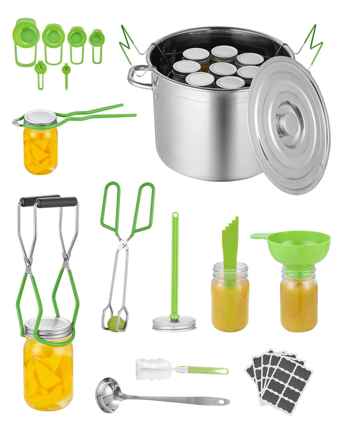 VEVOR Canning Accessories Starter Set 9 pcs Canning Tools (Pot, Shelf, Lid, Funnel, Tongs, Ladle, Jar Lifter, Wrench, Magnetic Lid Lifter, Bubble Attachment, Measuring Cup)