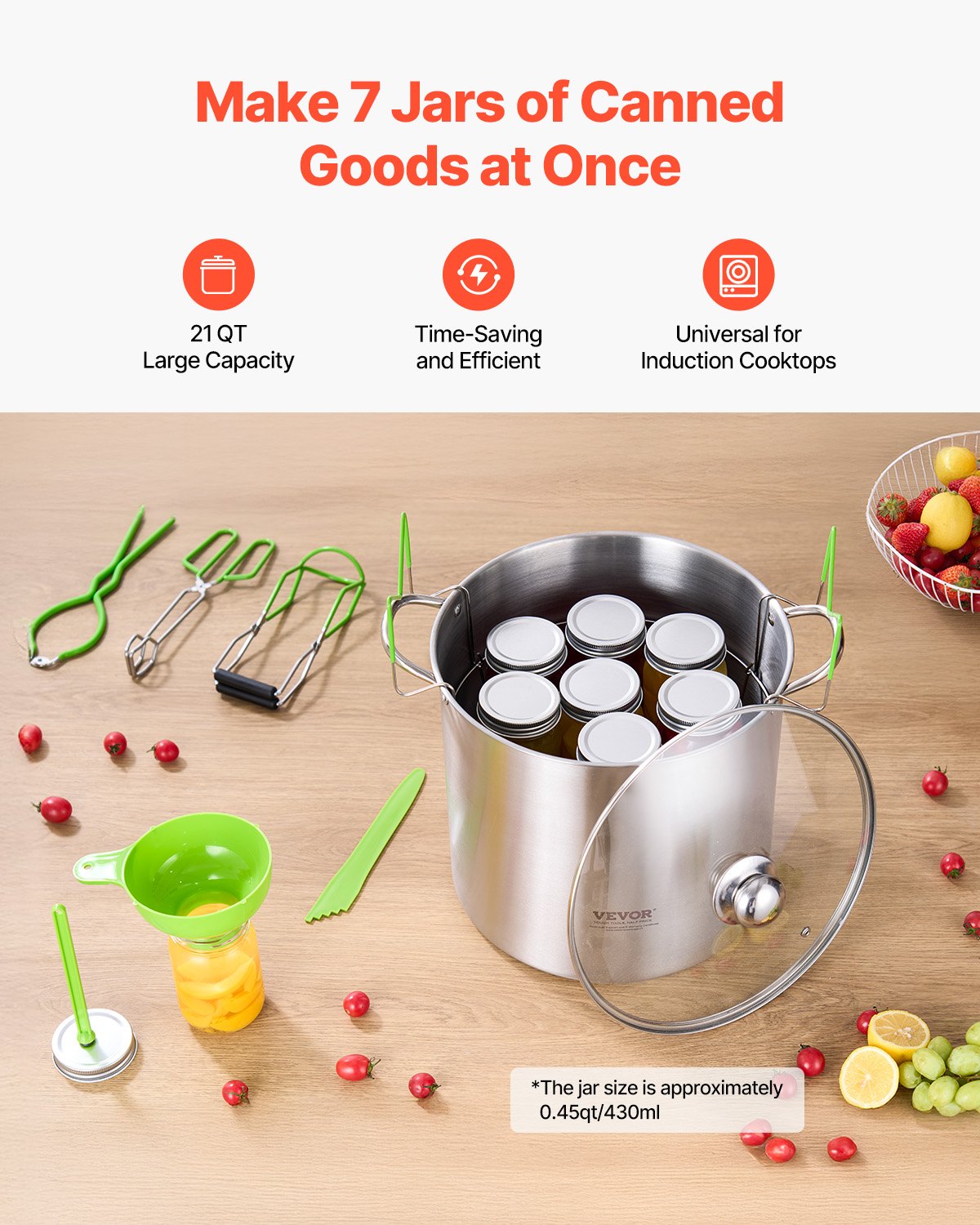 VEVOR Kit di Accessori per l'Inscatolamento, Set di Utensili per l'Inscatolamento 9 Pezzi, Set di Base per Conservazione per Preparare Marmellate, Lavabile in Lavastoviglie Struttura Robusta