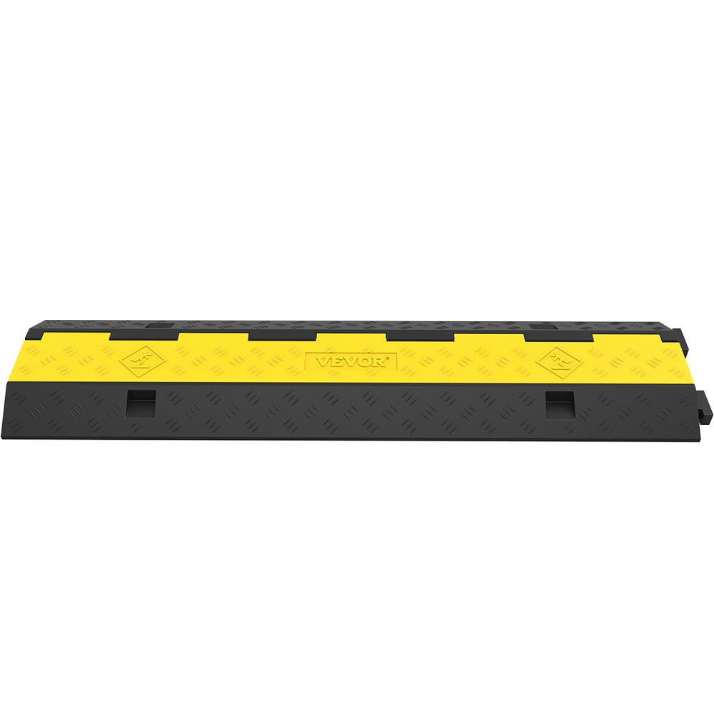 VEVOR Canaline Elettriche Passacavo per Pavimento di Cavi Elettrici in Gomma 2 Canali Nero Giallo Canalina 2 Pezzi per Pavimento a Traffico Pedestre 101cmx24,5x5 cm