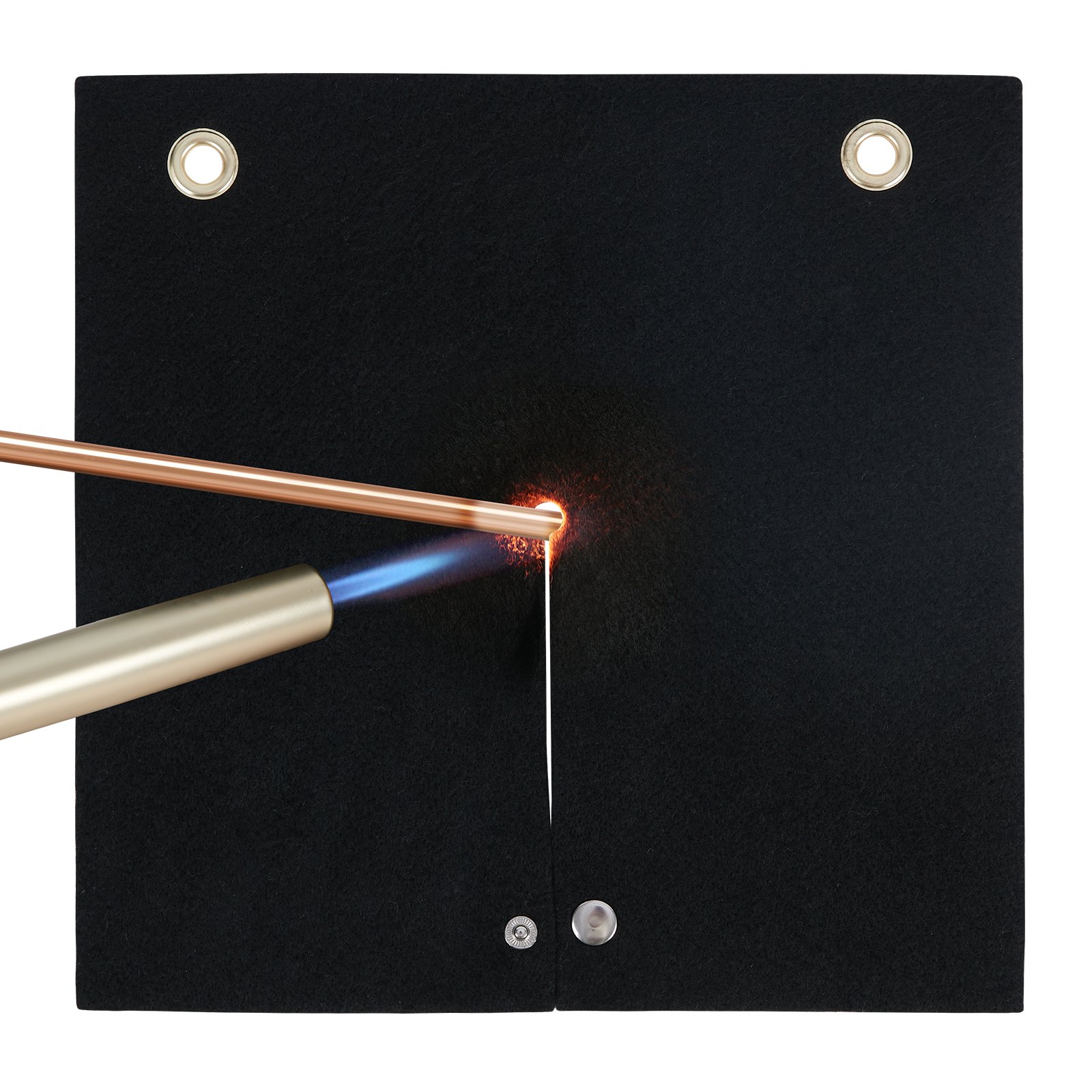 VEVOR Coperta per Saldatura Ignifuga, 305x305mm Coperta Antincendio in Fibra di Carbonio Resistente al Calore 982 ℃ Tappetino di Protezione Torcia Propano con Occhielli in Metallo per Tubi in Rame