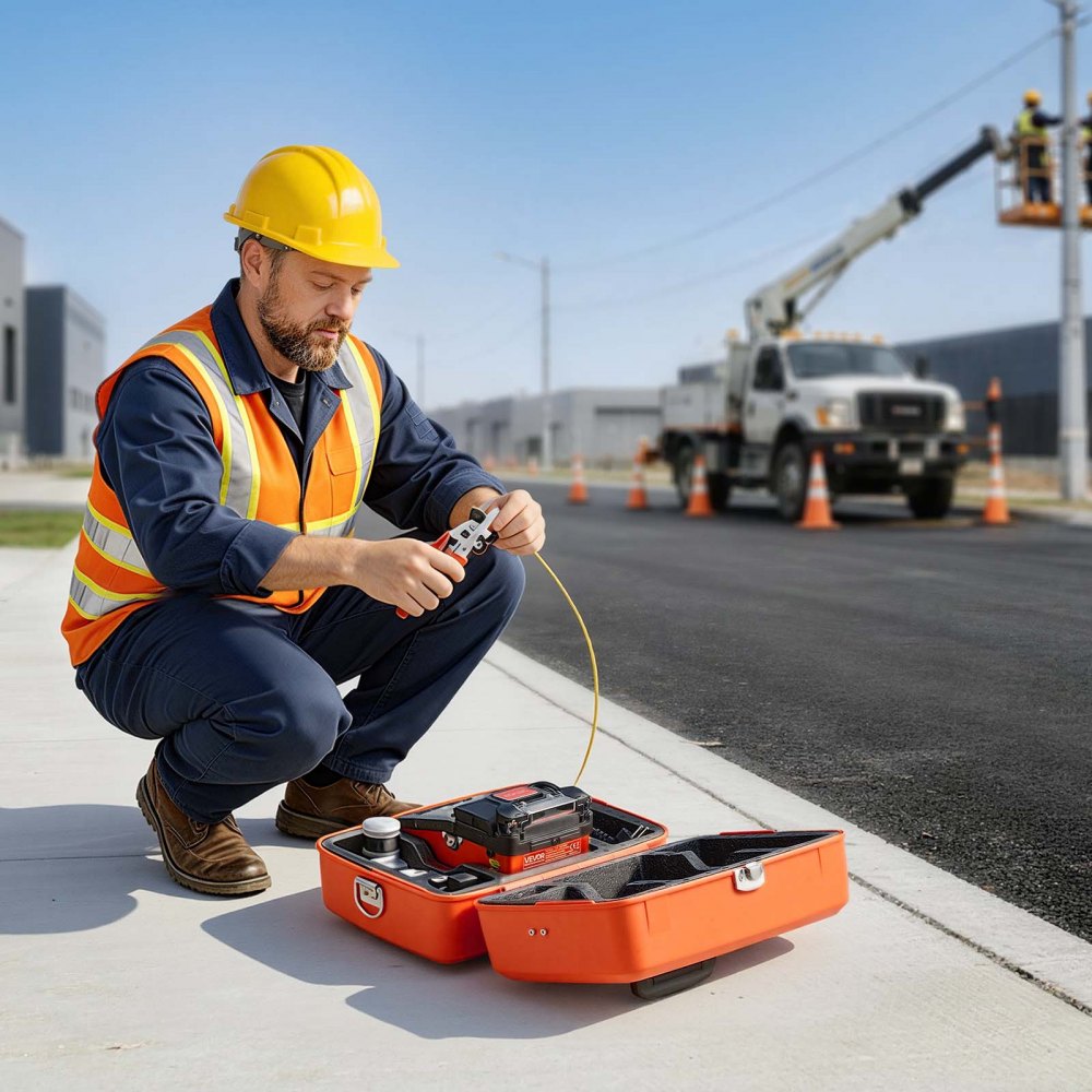 VEVOR Giuntatrice per Fibra Ottica AI-6C a 6 Motori, Batteria da 5200 mAh, Tempo di Giunzione di 8 s e Riscaldamento di 18 s Allineamento del Nucleo Touchscreen da 5 Pollici Supporto Universale 3 in 1