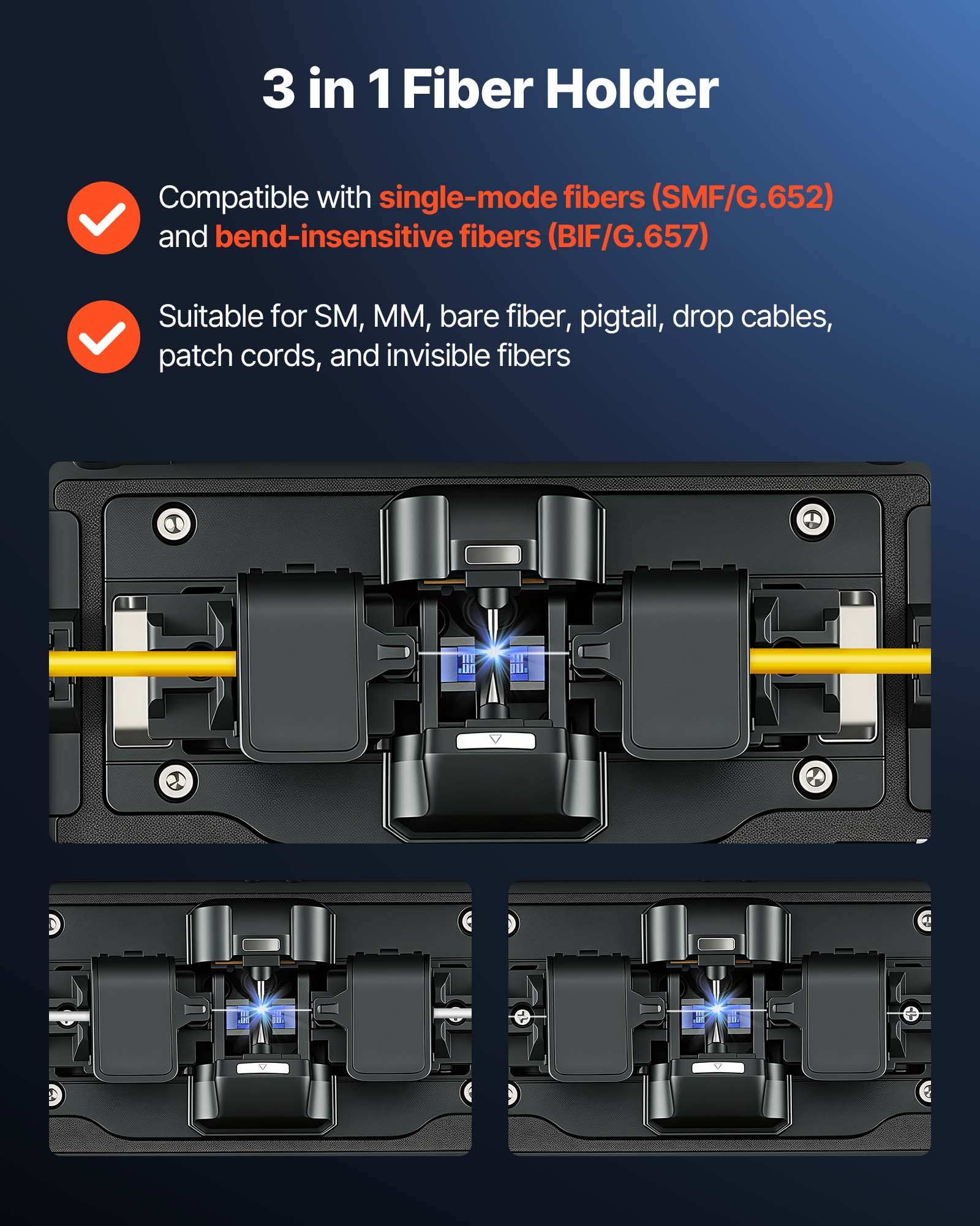 VEVOR Giuntatrice per Fibra Ottica AI-6C a 6 Motori, Batteria da 5200 mAh, Tempo di Giunzione di 8 s e Riscaldamento di 18 s Allineamento del Nucleo Touchscreen da 5 Pollici Supporto Universale 3 in 1