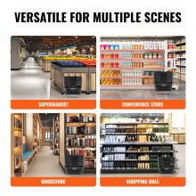 VEVOR Cestino per la Spesa in Plastica Resistente con Manico in Metallo e Supporto, Cestino per Negozio Portatile Utilizzato per la Spesa al Supermercato, 21 Litri Nero 425 x 305 x 218 mm 12 Pezzi