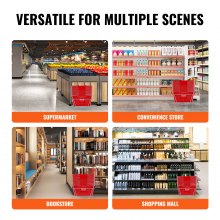 VEVOR Cestino per la Spesa in Plastica Resistente con Manico in Metallo e Supporto, Cestino per Negozio Portatile Utilizzato per la Spesa al Supermercato, 21 Litri Rosso 425 x 305 x 218 mm 12 Pezzi