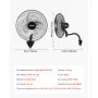 VEVOR Ventilatore da Parete Industriale, 457 mm, Ventilatore Oscillante a Muro, 3 Velocità, Flusso d'Aria Potente, Angolo Regolabile, Adatto per Officine, Garage, Palestre e Ambienti Commerciali