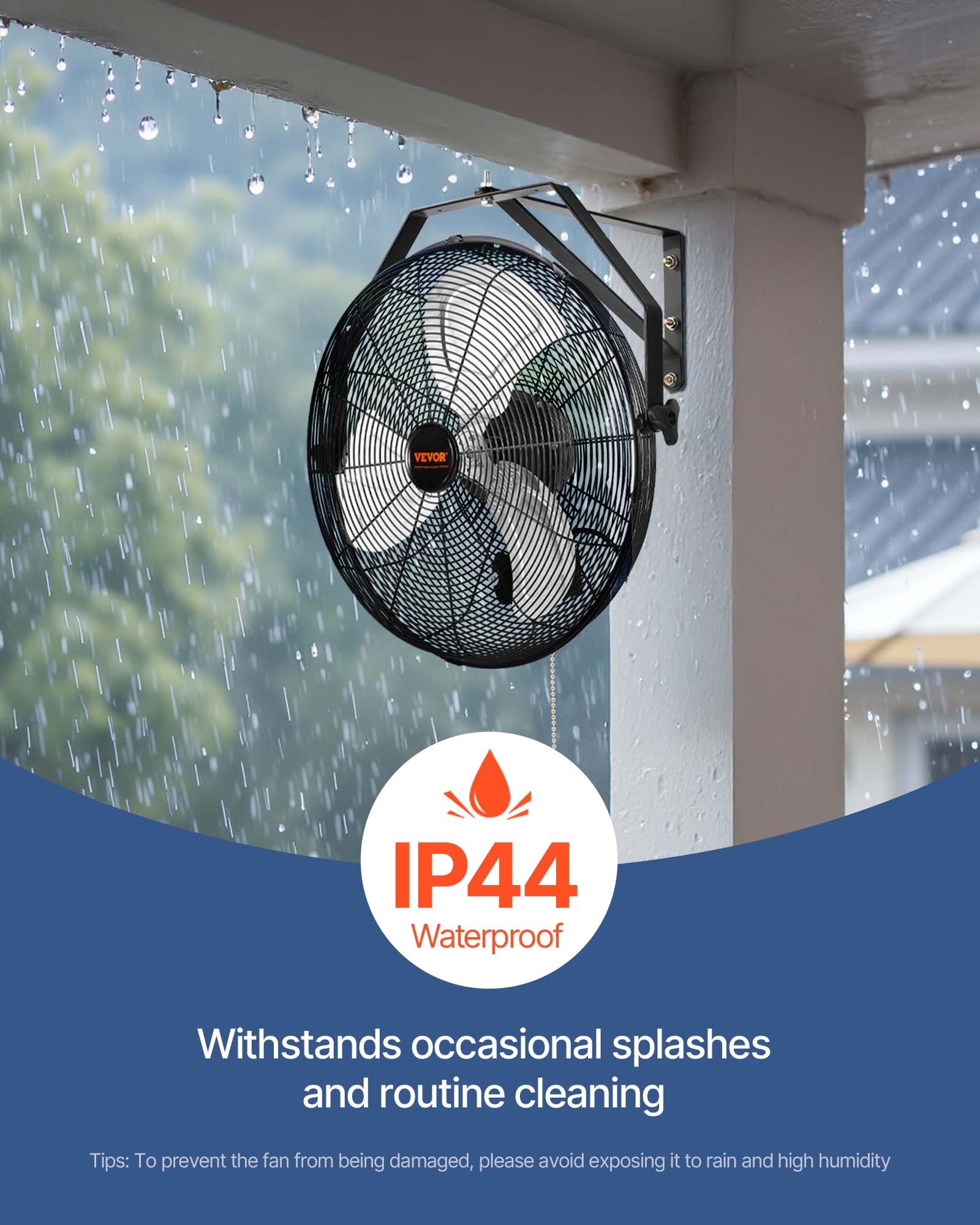 VEVOR Ventilatore da Parete Oscillante Diametro 44,6 cm, 3 Velocità, 4150 CFM, Ventilatore Residenziale Commerciale per Raffreddamento di Magazzini, Officine, Giardino, Nero