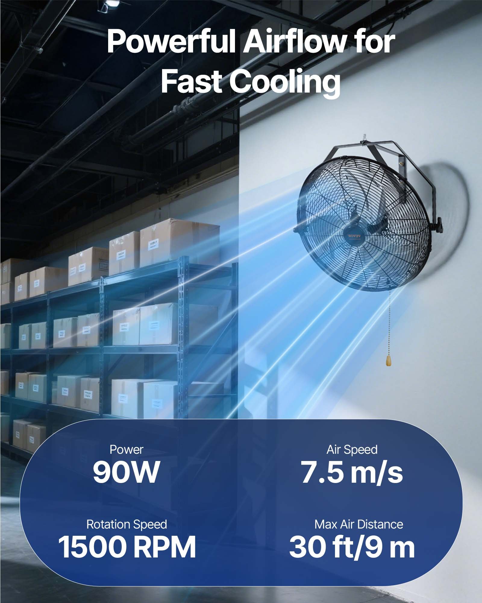 VEVOR Wall Fan, 57 cm, Waterproof Oscillating Wall Fan, 3 Speeds, 4150 CFM, Commercial/Residential Fan for Cooling Warehouses, Greenhouses, Workshops, and Patios, Black