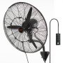 VEVOR ventilatore da parete, 24 pollici, 3 velocità ad alta velocità max. 7000 CFM, Ventilatore da parete industriale oscillante impermeabile, commerciale o residenziale per magazzino, serra, officina, Nero, ETL elencato