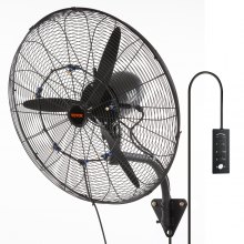 VEVOR ventilatore da parete, 24 pollici, 3 velocità ad alta velocità max. 7000 CFM, Ventilatore da parete industriale oscillante impermeabile, commerciale o residenziale per magazzino, serra, officina, Nero, ETL elencato