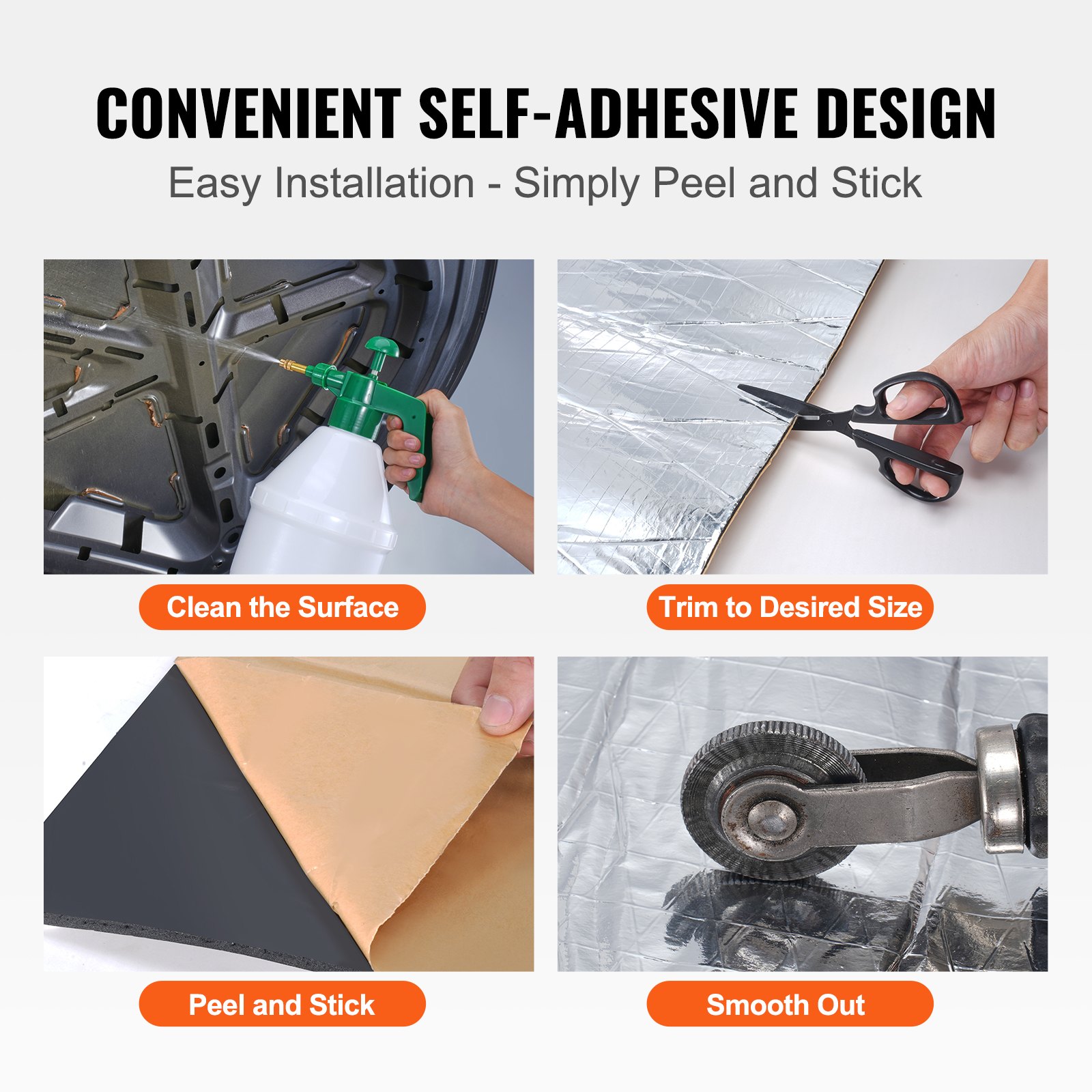 VEVOR Tappetino Fonoassorbente 5,1 mm Isolamento Acustico per Auto 3,3m² Materiale Fonoassorbente in Schiuma ad Alta Densità 41,9 x 380 cm, Tappetino Tagliabile Isolante Antirumore per Veicoli Auto