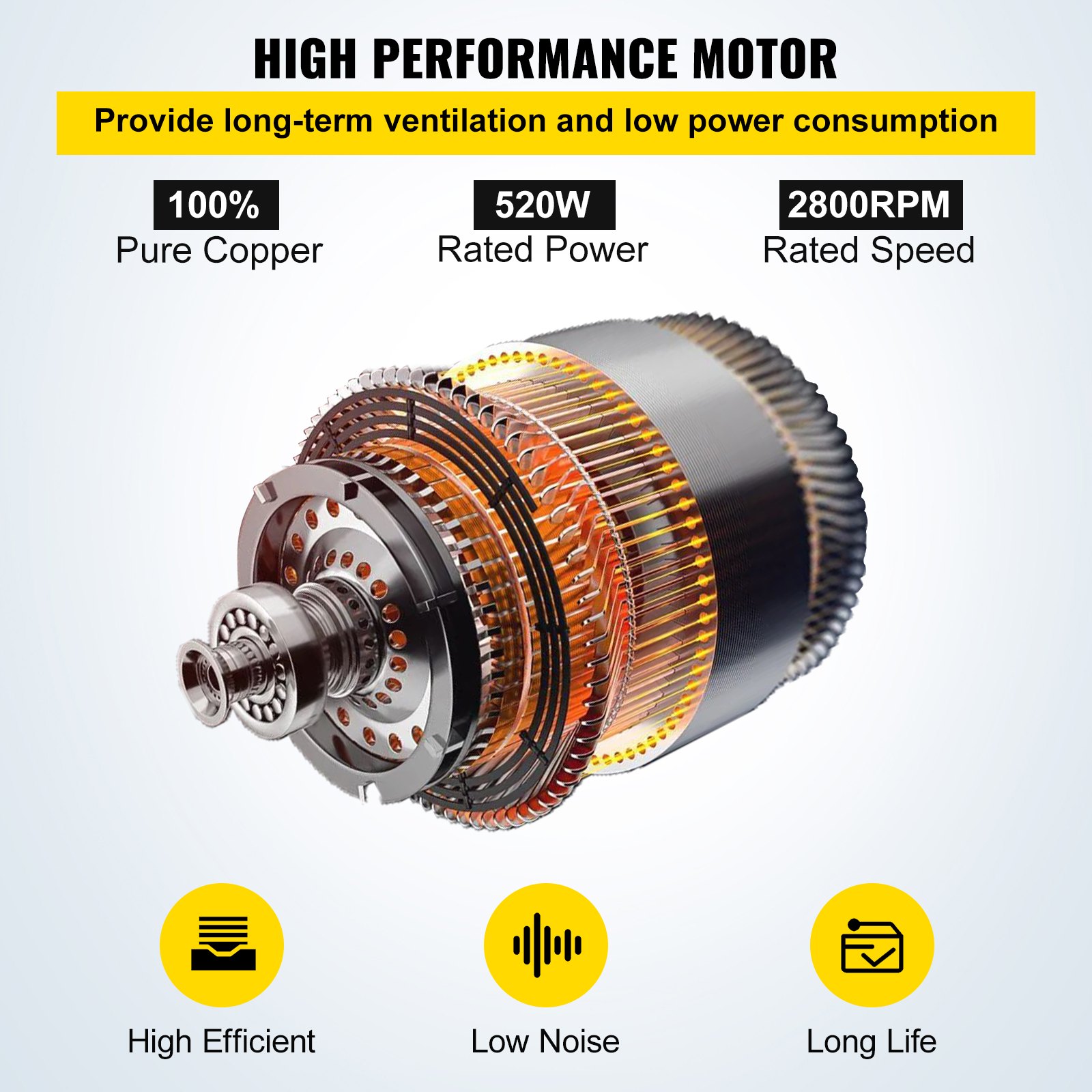 VEVOR Ventola di Aspirazione 300mm Estrattore d'Aria con Tubo Flessibile 10m Estrattore Industriale Garage Ventilatore con Condotto in PVC da 10 m Ventilatore Industriale 520W 2800 Giri al Minuto