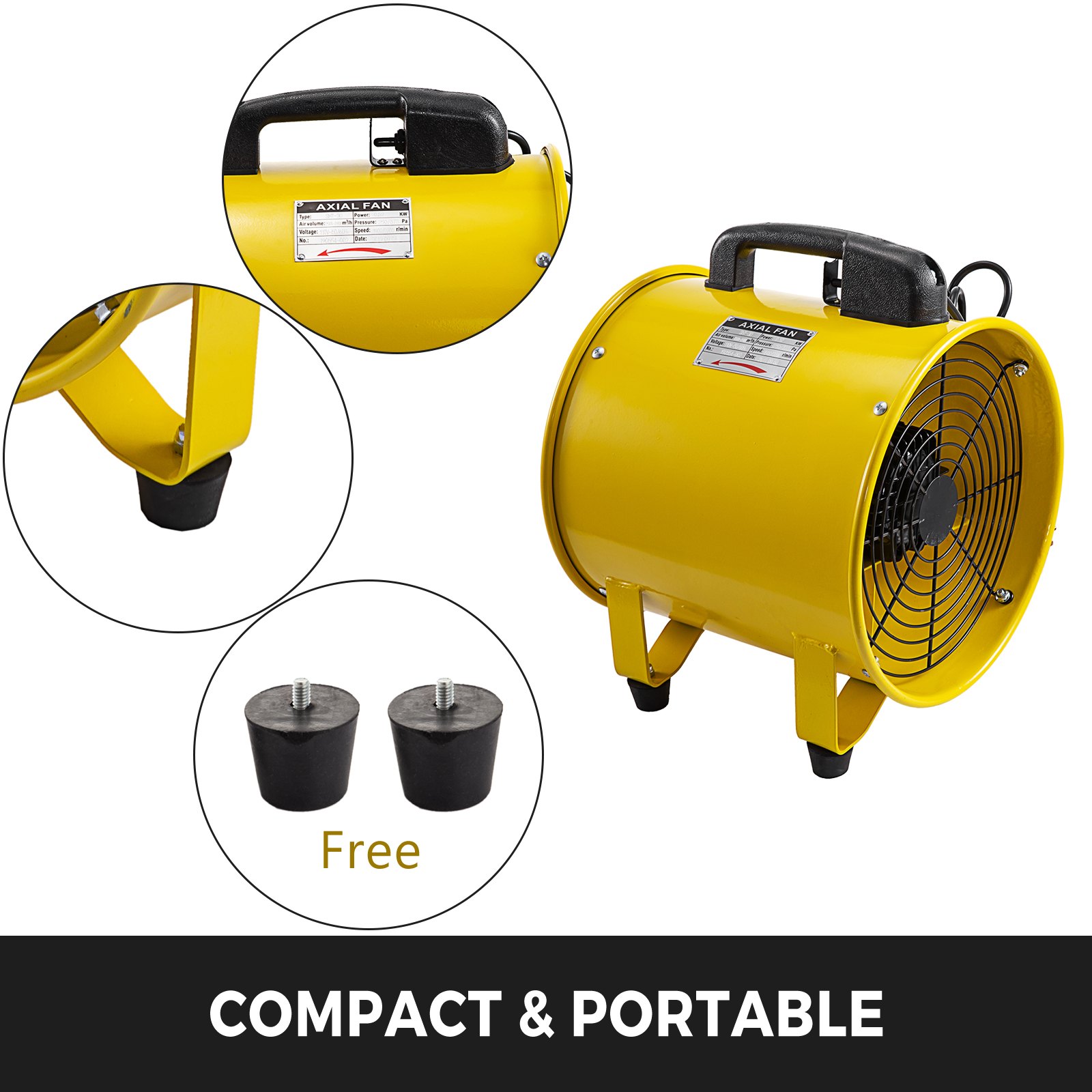 Ventola Ventilatore Industriale Portatile 520w 1900/2800 Giri/min φ300mm