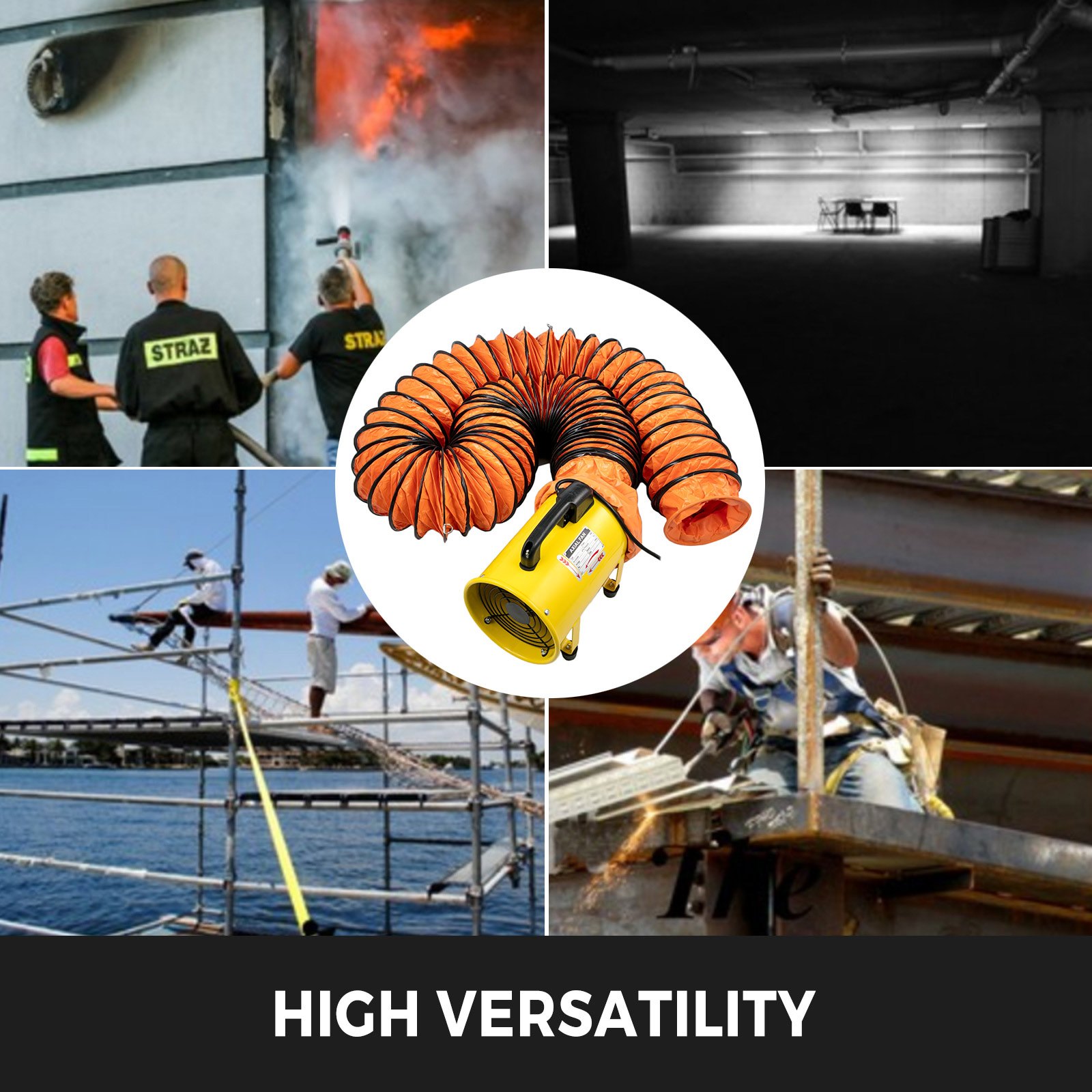 Ventilatore Industriale Estrattore 8" 1900/2800 Giri/min + Tubo Flessibile 10m