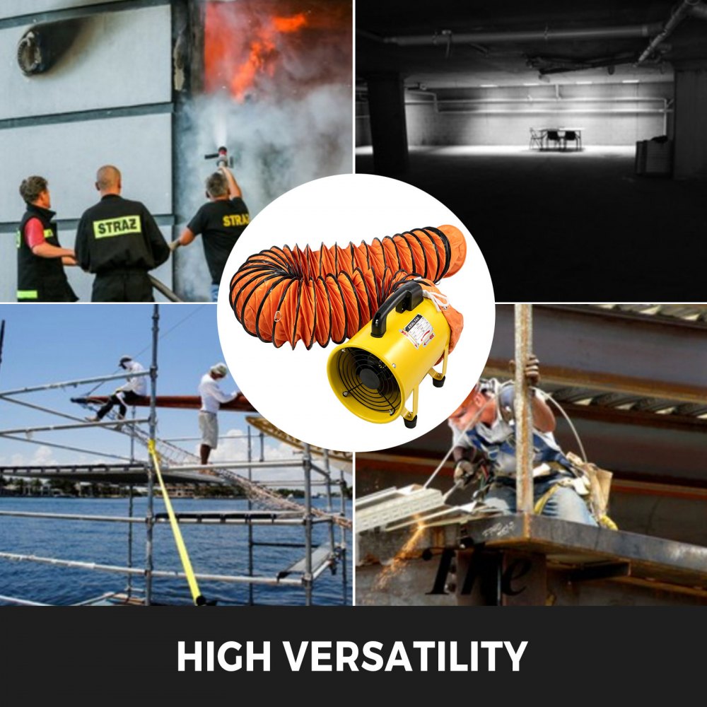 Ventilatore industriale Portatile φ 20cm 230w Con Tubo Flessibile 5m