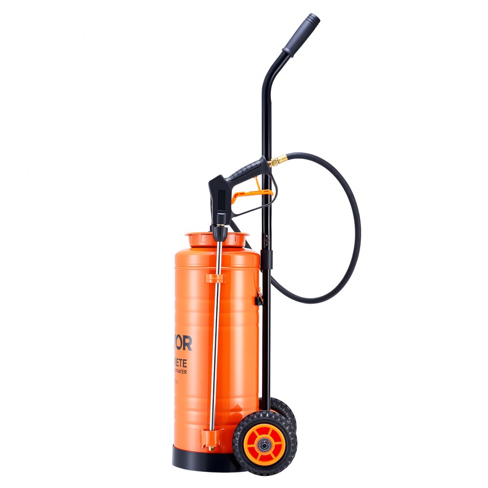 VEVOR Spruzzatore di Calcestruzzo Industriale con Carrello, Spruzzatore in Acciaio Inox ca. 13,2 L, Pressione 25-60 PSI, Serbatoio 240x210x680 mm 2 Ugelli in Ottone, per Edilizia, Giardino