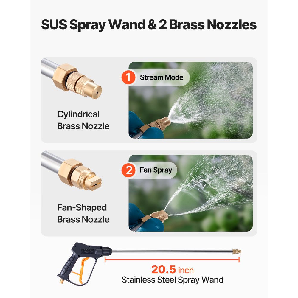VEVOR Spruzzatore di Calcestruzzo Industriale, Spruzzatore in Acciaio Inossidabile Capienza ca. 13,2 L, Pressione 25-60 PSI, Lunghezza Lancia 520 mm 2 Ugelli in Ottone, per Edilizia, Giardino