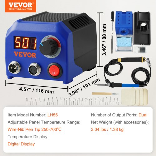 Kit Pirografia Legno Preciva - 23W Con 8 Teste E Temperatura Regolabile 250-600&deg;C