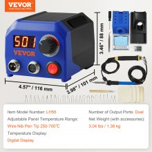VEVOR Kit Pirografia per Legno Temperatura Regolabile 250~700°C con Display Bruciatore per Legno con 5 Punte Solide, Set di Strumenti Pirografo per Legno con Penna 2 Saldatori 2 Porte 23 Punte Filo