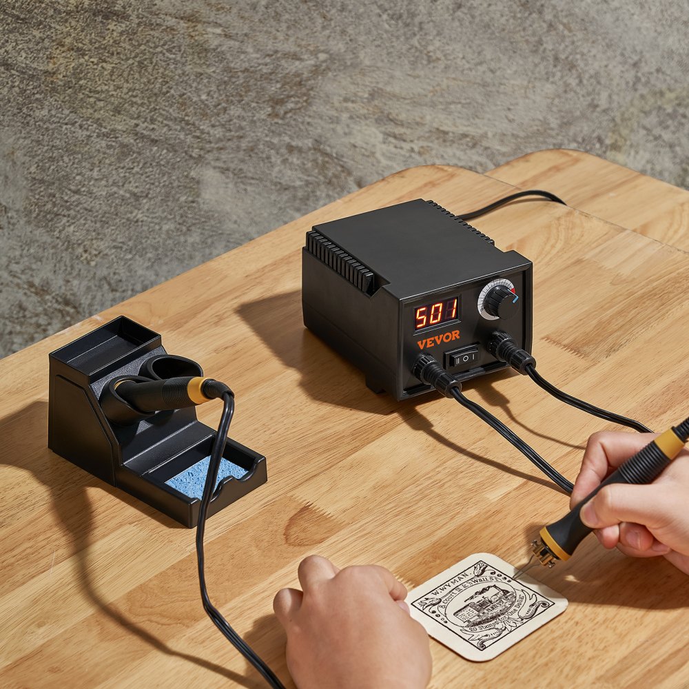 VEVOR Kit Pirografia per Legno Temperatura Regolabile 200~700°C con Display Bruciatore per Legno con Penna per Pirografia, Set di Strumenti Pirografo per Legno con Penna 2 Saldatori 2 Porte 23 Punte