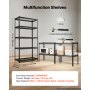 VEVOR Scaffalatura da Garage a 5 Ripiani, 92,3 x 41,5 x 181 cm Portata 907,2 kg, Struttura in Metallo Robusto, Ripiani in Rete Regolabili, per Garage, Cantina, Magazzino e Cucina, con Guanti, Nera