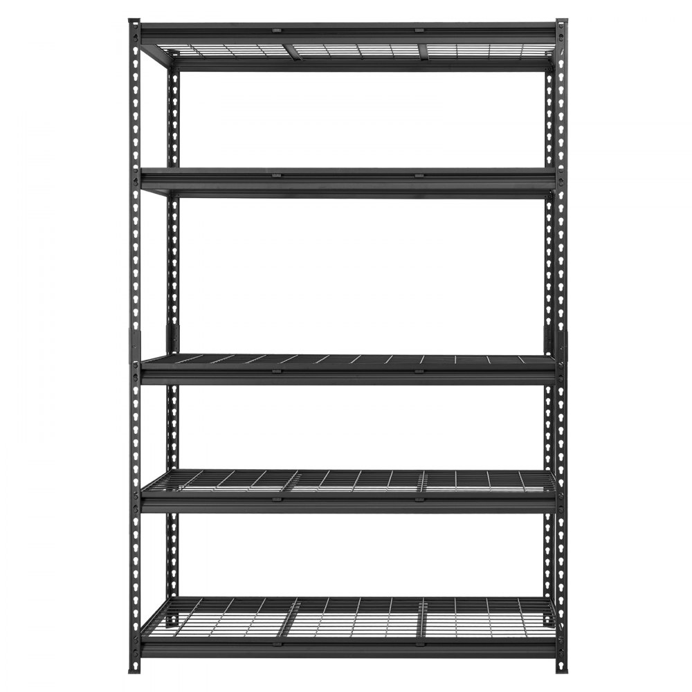 VEVOR Scaffalatura da Garage a 5 Ripiani 122x61x181,3 cm Portata 1361 kg, Scaffale Struttura in Metallo Robusto, Ripiani in Rete Regolabili, per Garage, Cantina, Magazzino e Cucina, con Guanti, Nera