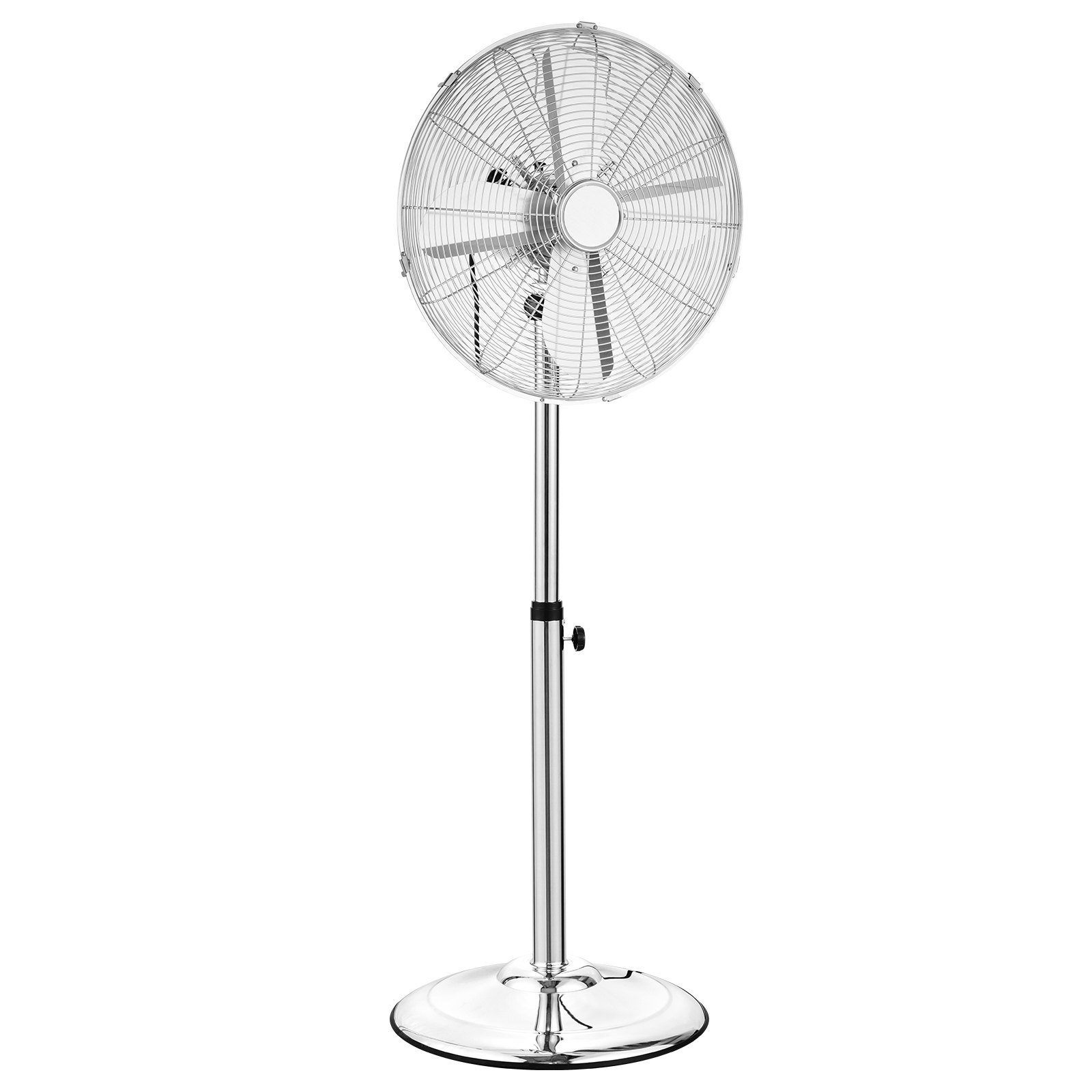 VEVOR Industrial Pedestal Fan, 398 mm, 75° Oscillating Fan, Height Adjustable, 3 Adjustable Speeds, 1480 CFM Airflow, for Warehouse, Factory, Workshop, Silver